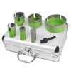 Green 7 Piece Diamond Hole Saw Kit