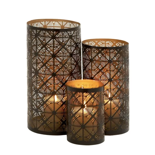 DeonMode Holder Dark Bron Metal Geometric Candle Lanterns