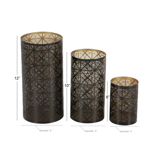 DeonMode Holder Dark Bron Metal Geometric Candle Lanterns