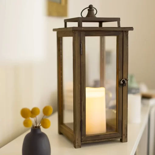 Stonebriar Decorative Rustic Wooden Candle Lantern