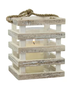 Stonebriar Indoor 6" Coastal Wood Candle Holder