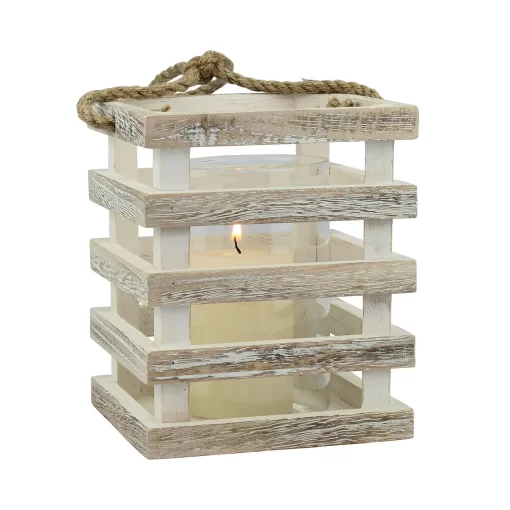 Stonebriar Indoor 6" Coastal Wood Candle Holder