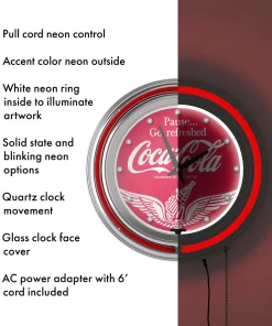 Coca-Cola Wings Neon Light Wall Clock