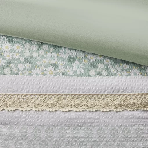 Pattern - 5 Piece Seersucker Green Comforter Set