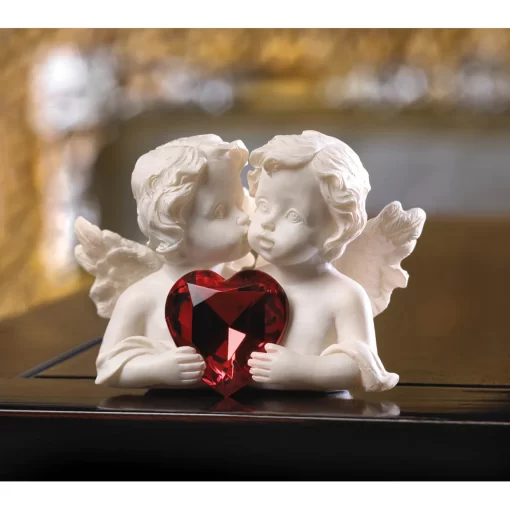 Love Cherubs with Red Heart Crystal