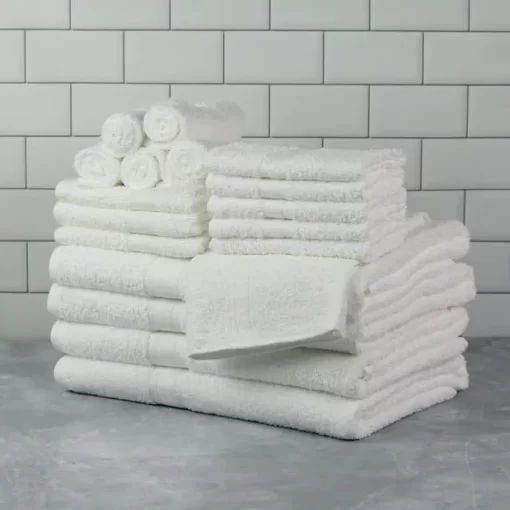 Bath Solid 18 Piece Bath Towel Set White