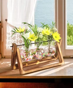 Glass Planter Bulb with Wooden Stand.