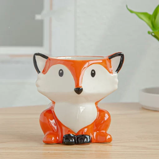 Fox Ceramic Flowerpot