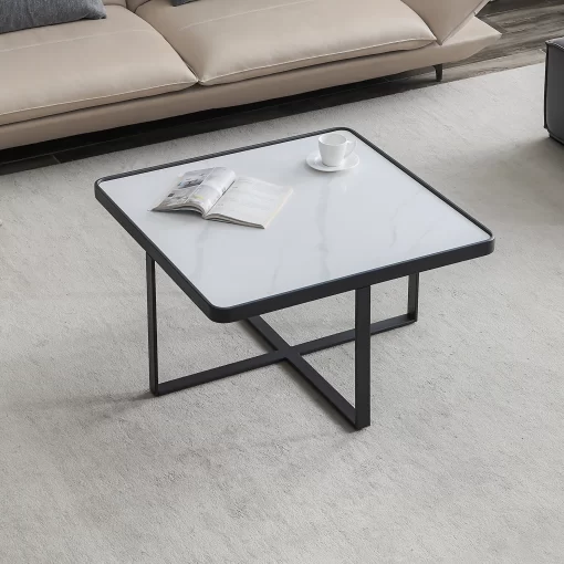 Coffee Table White Stone Square