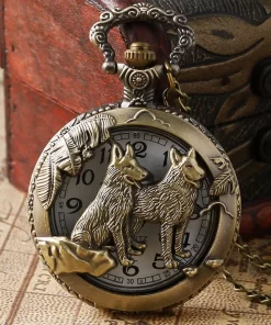 Vintage Dog Wolf Pocket Watch Gift