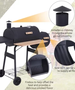 Outsunny Portable Charcoal BBQ grill and offset Smoker