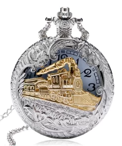 Golden and Silver Train Pocket Watch! Great for any holiday gift or occasion!