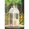 Distressed White Candle Lantern