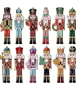 12 Pieces Wooden Nutcracker Ornaments