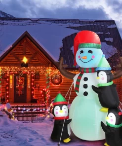 Snowman Penguin Blowup 5.9ft Christmas Decoration