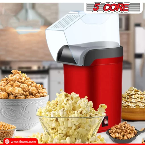 5 Core Popcorn Machine 16 Cup Capacity Hot Air Popper