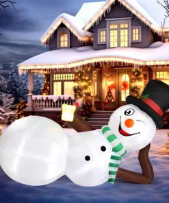 Winking Big Snowman Christmas Decoration. Lawn Ornament.