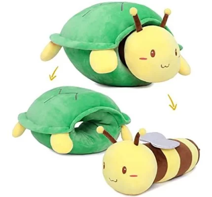 Descriptive Image. Bee Turtle Plush Pillow Toy.