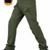 Flap Pocket Men's Fleece Straight Leg Cargo Pants