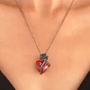 Love Rose Necklace with Gothic Dark Design and Entangled Flower Heart