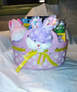 Small Easter Basket. Purple Bunny and Easter Gnome.