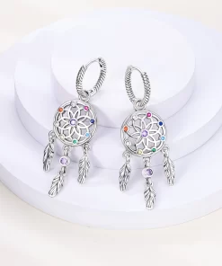 Sterling Silver Dream Catcher Zirconia Gems