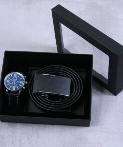 Black and Blue Executive gift set Watch and belt