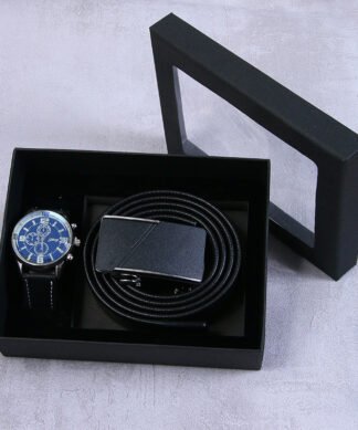 Black and Blue Executive gift set Watch and belt
