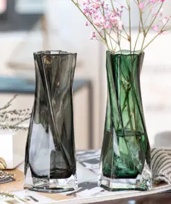 Grey and Green Twisted Vase