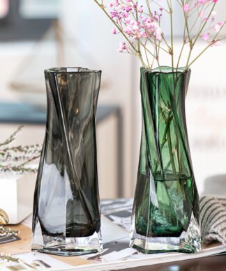 Grey and Green Twisted Vase