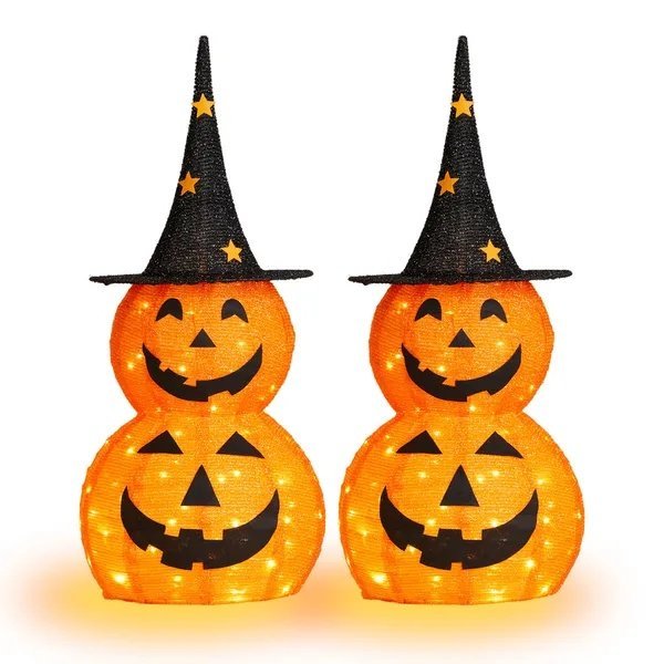 3ft Halloween Collapsible Pumpkin Decorations 150 LED Lights